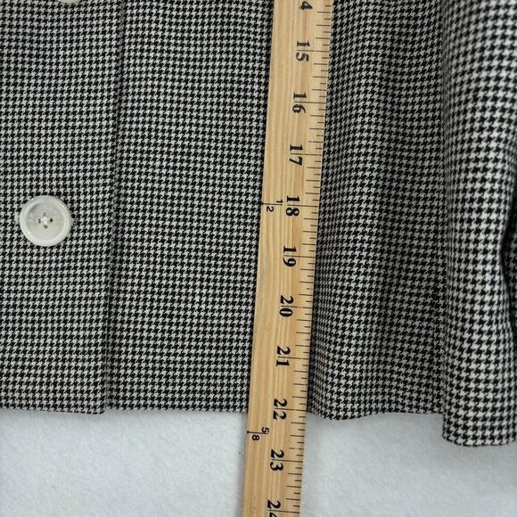Lauren Ralph Lauren 100% Linen Blazer Jacket Button Up Black White Plaid Size 16 - Picture 10 of 11
